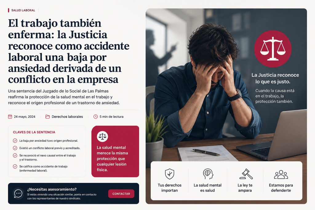El trabajo también enferma: la Justicia reconoce como accidente laboral una baja por ansiedad tras un conflicto en la empresa